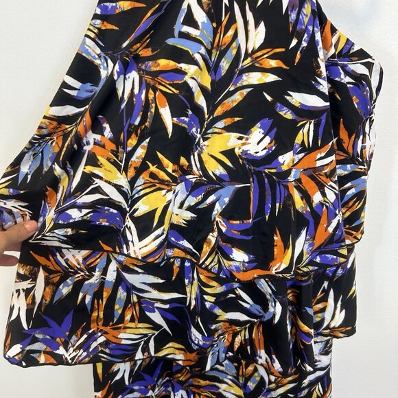 Fit 4 U A288587 20W Printed Hi-Neck Double Tiered Romper Swimsuit One Piece - Picture 4 of 11